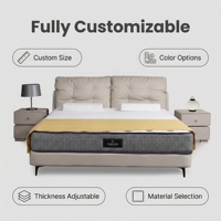 Modernes Luxuriöses Bett im Italienischen Stil aus Echtem Leder Übergroßer Dicker Kiefernholzrahmen Weiches Bett Umweltfreundlicher Langlebiger Boxspring Ergonomisch