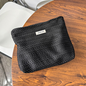 Grande trousse de toilette en toile imperméable avec fermeture éclair et poignée, sac à maquillage portable pour femmes, pochette de rangement pour serviettes hygiéniques - Product Image 6