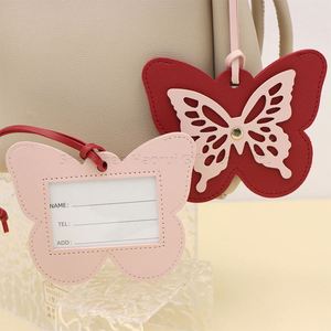 RTS Creative Fashionable PU Leather Butterfly Luggage <b>Tags</b> Custom <b>Name</b> <b>Tags</b> Anti-Loss Portable Personalized Travel Baggage - Product Image 1
