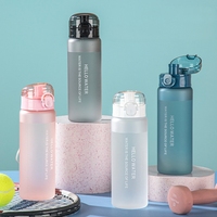 Botol Minum Olahraga PC Sederhana Modern untuk Pelajar, Wadah Minum Luar Ruangan dengan Tanda Skala, Anti Bocor, Segel Rapat, Tumbler Minum Langsung