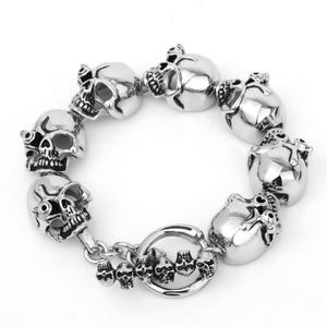 Waterproof 316L Stainless Steel Flat Skull Head Link Chain <b>Bracelet</b> Skull Bangle Fashion Jewelry - Product Image 5