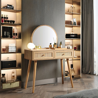 Coiffeuses modernes en bois massif avec tiroirs et miroir sur pied réglable pour chambre, salle de bain, salon, appartement