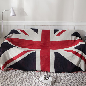 Coperta Decorativa Vintage con Bandiera Americana e Britannica, Tessuto Jacquard, per Divano e Letto - Product Image 4