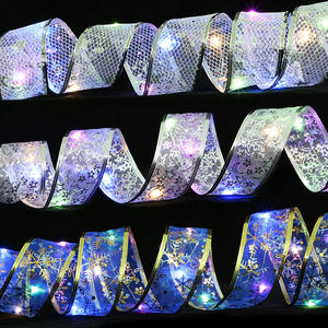 2026년 신제품 크리스마스 리본 크리스마스 트리 장식 펜던트 더블 골드 엣지 리본 LED 크리스마스 조명 리본 드롭 배송 - Product Image 2