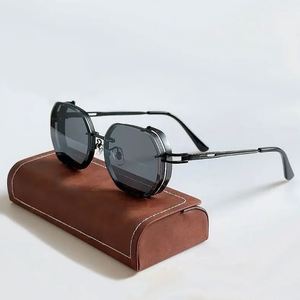 Gafas de Sol Retro Cuadradas Punk de Moda 2025 con Logotipo Personalizado, Lentes Degradadas UV400, Gafas de Sol Steampunk de Aleación para Hombre y Mujer - Product Image 2