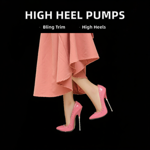 Latest Ladies 16 cm <b>High</b> Pencil <b>Heel</b> Pump <b>Sexy</b> Pointed Toe Slip-On <b>High</b> <b>Heel</b> Shoes Rhinestones Cushioning T-Strap Pumps Summer - Product Image 3