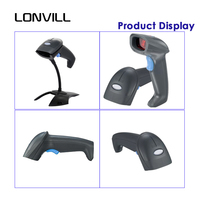 Lecteur de codes-barres LONVILL, pistolet de numérisation de codes QR, scanners de codes-barres 2D avec USB RS232 PS2