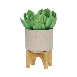 Vasi per Fiori con Supporto in Legno per Arredamento Casa, Fioriere Decorative da Tavolo, Ingresso, Patio e Giardino, Espositori Rialzati - Product Image 4