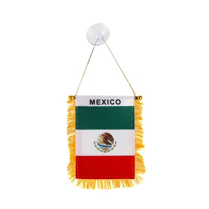 Individuelle Größe doppelseitig Mexiko randfenster Auto-Rückspiegel hängende Flagge mit Absaugung