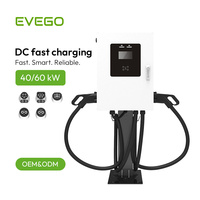 EVEGO Nouvelle Station de Recharge Commerciale Intelligente pour Véhicules Électriques IP55 OEM ODM OCPP 2.0.1 Murale Double Pistolet 40kW NACS CCS2 EVSE
