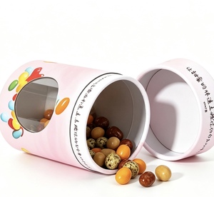 Tubo de Papel Cilíndrico Redondo Biodegradable de Grado Alimenticio con Ventana y Logotipo Personalizado para Envasado de Té, Café, Dulces, Galletas y Regalos - Product Image 1