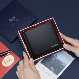 Portefeuille Court Homme en Cuir Noir RFID à Rabat à Succès, Porte-Monnaie Classique avec Fermeture Ouverte, Vente en Gros - Product Image 1