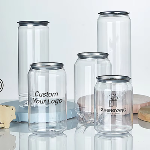 Ventes en gros de canettes en plastique personnalisées avec logo, gobelets transparents en PET pour thé au lait, bouteilles vides scellées, canettes pour <span class=keywords><strong>eau</strong></span> gazeuse, jus de fruits, boissons - Product Image 1