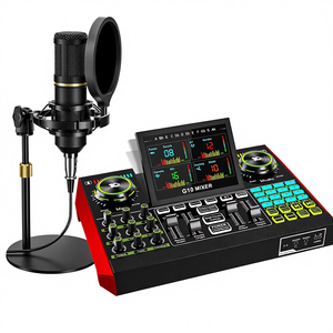 Paquete de Micrófono para Podcast G10 MIXER <span class=keywords><strong>USB</strong></span>, Mezclador de Audio Externo de 2 Canales para PC/Transmisión en Vivo de Youtube, Canto, Juegos, <span class=keywords><strong>Placa</strong></span> de <span class=keywords><strong>Sonido</strong></span> - Product Image 1