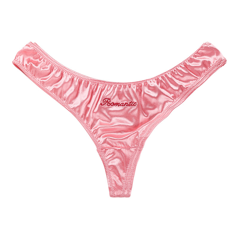 Hoge Kwaliteit Huidverzorging Beauty Mode Borduren Satin G String Zoete Roze Kleur Groothandel Leuke Meisje Jonge Tiener Slipje