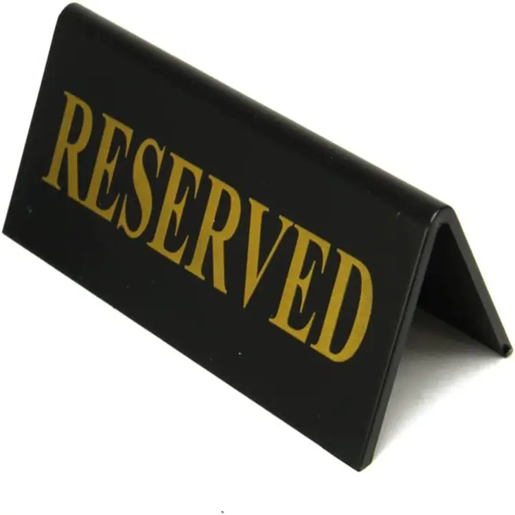 White Black Table Notice Reserved Table Tent Acrylic Tent Desk Sign Desk Counter Sign