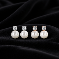 Anting-anting Mutiara dan Zirkon Perak Sterling 925 Model Gantung Emas Putih Emas Rose Hadiah Fashion Wanita