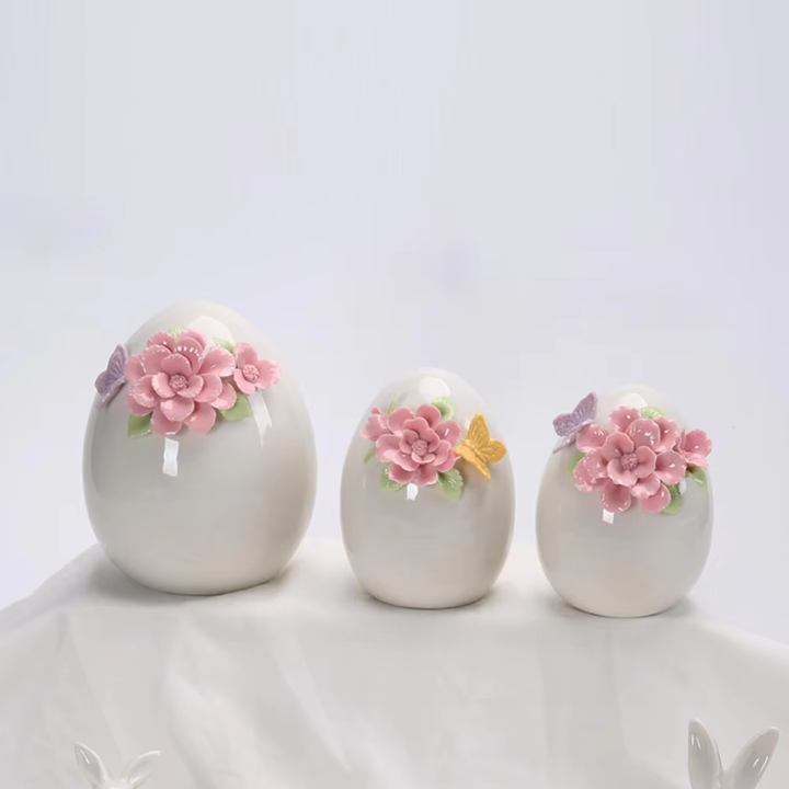 Home Decoration Statue Ornament Cute Birds With Flower Figurines Ceramic Animal Desktop Decor