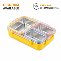 Boîte à lunch isotherme à double couche anti-fuite pour adultes et adolescents, réutilisable, sans BPA, écologique, grande capacité, 3 compartiments