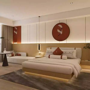 Ensembles de chambre d'hôtel modernes et écologiques : Cadre de lit en bois, tables de chevet, armoire, meuble TV, table de chevet, canapé lounge pour hôtel 3 étoiles - Product Image 1