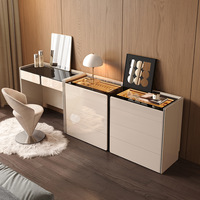 Table de toilette en bois massif à six tiroirs, style luxe léger, coiffeuse minimaliste moderne pour chambre et appartement, bureau de maquillage multifonctionnel