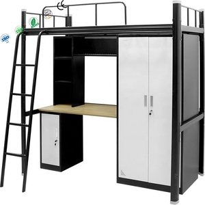 <span class=keywords><strong>Lit</strong></span> superposé en acier moderne et peu encombrant avec <span class=keywords><strong>bureau</strong></span> d'étude et armoire mobilier pour chambres d'adolescents Auberges et dortoirs scolaires - Product Image 1