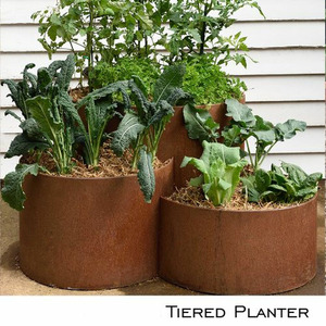 Vases de luxe modernes pour l'extérieur, grands bacs à plantes ronds en forme d'anneau, jardinières en acier Corten - Product Image 3