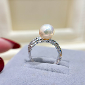 Support de bague en argent S925, accessoires de perles DIY, édition simple, bijoux ronds de 8 à 11 mm, 10416 - Product Image 3