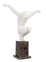 Sculpture abstraite figurative minimaliste moderne Creativemonkey, ornement en résine avec base en marbre, pièce décorative semi-fait main pour bureau