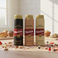 Contenant alimentaire en PET anti-fuite pour sauces chocolat noir et chocolat blanc – Idéal pour restaurants et cafés – Vente en gros