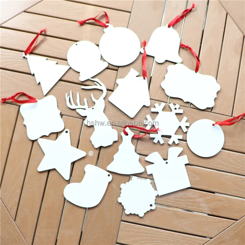 MDFSUB Navidad muñeco de nieve ornamento espacios en blanco 3mm MDF doble cara espacios en blanco sublimación adornos de Navidad