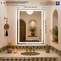 Espejo de Baño LED Inteligente para Proyectos de Ingeniería en México, Rectangular, Antivaho, Táctil, Regulable, Directo de Fábrica