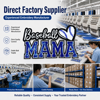 Prêt à expédier : Patchs Baseball Mama à paillettes, Grandes écussons dorsaux, Appliques thermocollantes pour maman sportive, En gros, En stock, pour veste