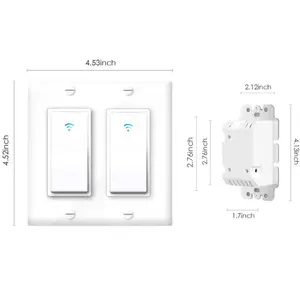 Interruptores de luz inteligentes WiFi, interruptor inalámbrico con control remoto/voz de Alexa, interruptor eléctrico de 2 bandas para Dispositivos Domésticos inteligentes