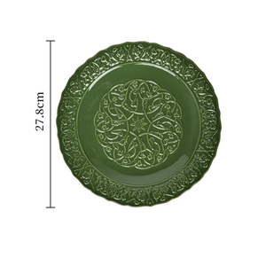 Vintage Green Flower Design Charger Plates Ceramic Dinnerware Porcelain Dinner <b>Sets</b> - Product Image 1