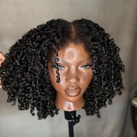 Perruques de cheveux humains Raw Pixie Curl 4C avec bordures naturelles, perruque frontale HD en dentelle, cheveux vierges alignés, perruque bouclée en dentelle frontale