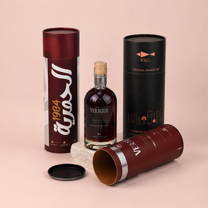 Custom Printed Biodegradable <b>Spirit</b> Wine Bottle Whisky Paper Tube Packaging Premium Rigid Kraft Cardboard Tube Cylinder Box - Product Image 2