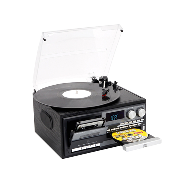 Multiple Retro Turntable Music Center USB SD CD Cassette Play All in One Phono AM FM Radio Vinyl Record Player