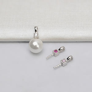 Collier pendentif en argent S925 pour femmes, accessoires de bricolage avec perle, sertissage creux, petites capuchons de perles, produit semi-fini 716 - Product Image 1