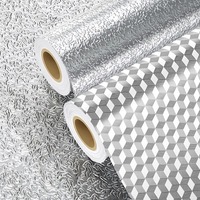 Autocollants muraux en PVC de style moderne, revêtement de tiroir, argent, imperméable, motif géométrique, papier peint pour la maison, cuisine, anti-huile, usage domestique