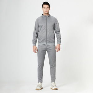 Custom logo Vintage 2 Pieces Zip up Hoodie <strong>Polyester</strong> Plain <strong>Tracksuits</strong> for Men - Product Image 5