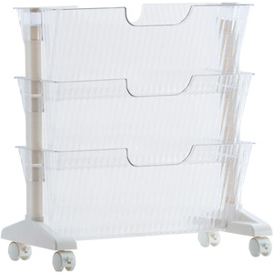 Movable Under Desk Book Shelf With Wheels 3 Tier Double Sided Storage Rack For Students Office Organizer File Management - Product Image 2
