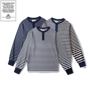 T-shirt <span class=keywords><strong>marin</strong></span> vintage OKONKWO 300g à manches longues, col rond, rayé, avec motif, respirant et antibactérien - Product Image 4