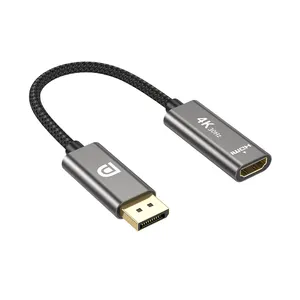 ODM DP DisplayPort ตัวผู้ไปยัง HDMI ตัวเมียสายอะแดปเตอร์แปลงสายเคเบิลชุบทองสำหรับพีซีถักเปีย HDMI ตัวเมีย
