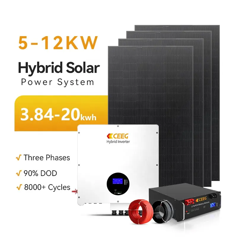 CEG太陽光発電キット5Kw8Kw 10Kw12Kwバッテリーパック住宅用太陽エネルギーハイブリッドコンプリートシステム