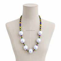 Collar de Cuentas Luminosas para Mardi Gras con Cuentas de Bola Disco, Collar LED para Fiestas y Eventos de Carnaval
