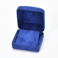 Boîte à bijoux en faux daim bleu roi avec logo personnalisé en relief, couleur personnalisée, taille personnalisée, doublure pour bague, boucles d'oreilles, collier, Saint-Valentin