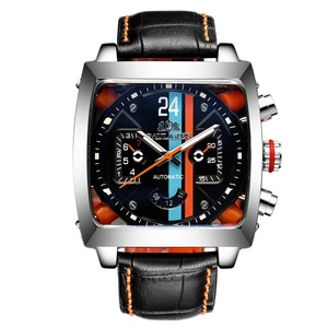 Paulareis Men's Watch Fully <b>Automatic</b> Mechanical Multifunctional Luminous Leather Square Mens Watches Top Brand Luxury - Product Image 3