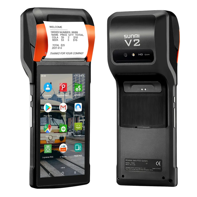 Sunmi V2 Android POS System Handheld Terminal V2 1D 2D Barcode Scanner POS Terminals Sunmi V2 With Printer for Store Restaurant