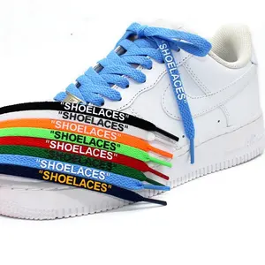 Cordones de zapato de pantalla de seda plana al por mayor texto personalizado logotipo sublimación cordones de zapatos impresos